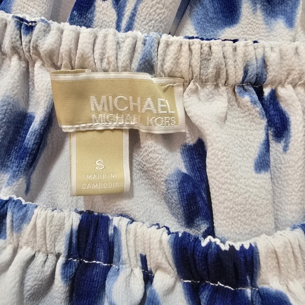 Michael Kors Blue and White Floral Blouse - Picture 2 of 3